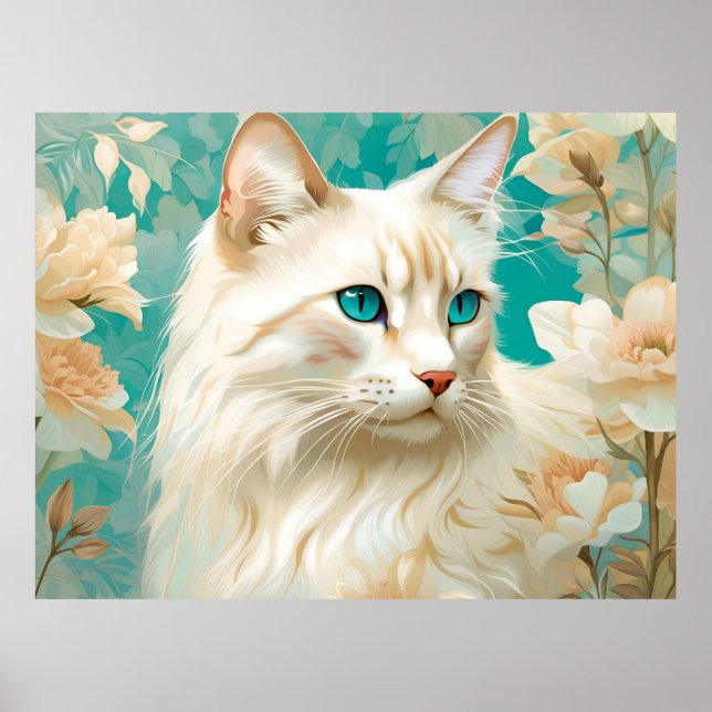 Affiche Flamme Lynx Point Siamese Portrait Art (Devant)