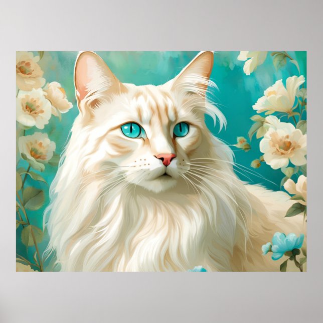 Affiche Flamme Lynx Point Siamese Portrait Art (Devant)