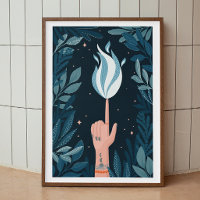 Flamme marine bleu nuit magique. Art d'esprit feu