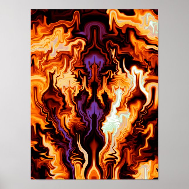 Affiche Flammes Colorées Fractale (Devant)