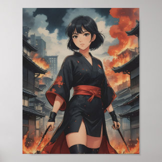 Affiche flammes de détermination