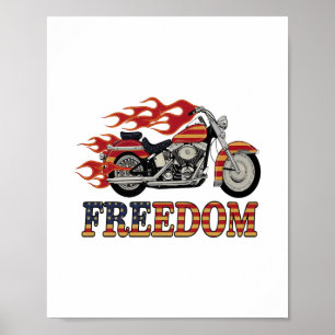 Affiche Flammes de moto Liberté