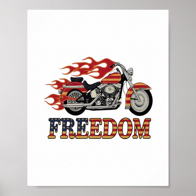 Affiche Flammes de moto Liberté (Devant)
