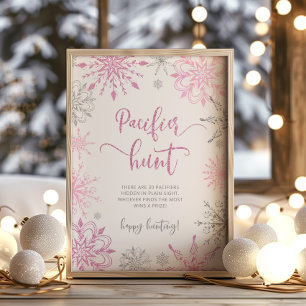 Affiche Flammes de neige en argent rose Jeu de chasse au P