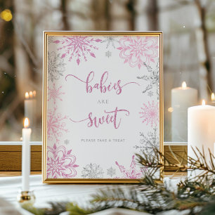 Affiche Flammes de neige en argent rose Les bébés sont dou