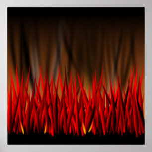 AFFICHE FLAMMES D'INCENDIE