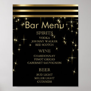 Affiche Flammes Noir & Or avec Barres - Menu Bar