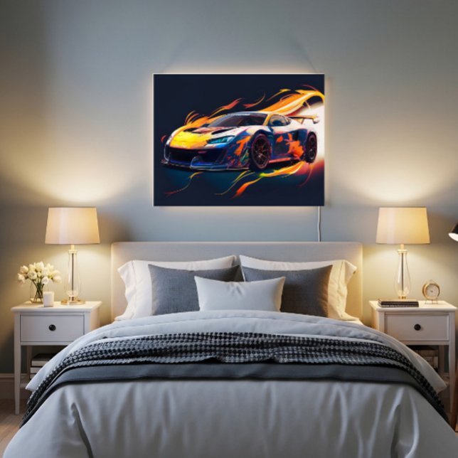 Affiche Flammes Numériques de Course de Supercar Vibrantes (Créateur téléchargé)