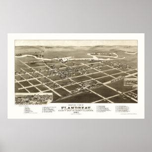 Affiche Flandreau, carte panoramique d'écart-type - 1883