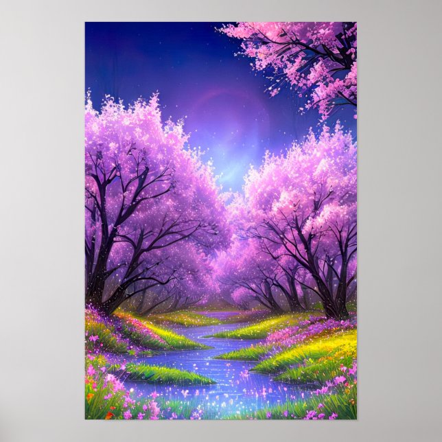 Affiche Flâner le long de l'allée de Cherry Blossom (Devant)