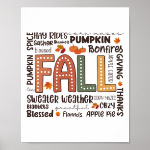 Affiche Flannels Automne Saison Citrouille Vibes Automne T