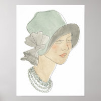 Flapper Fashion Sketch - Femme avec Casquette