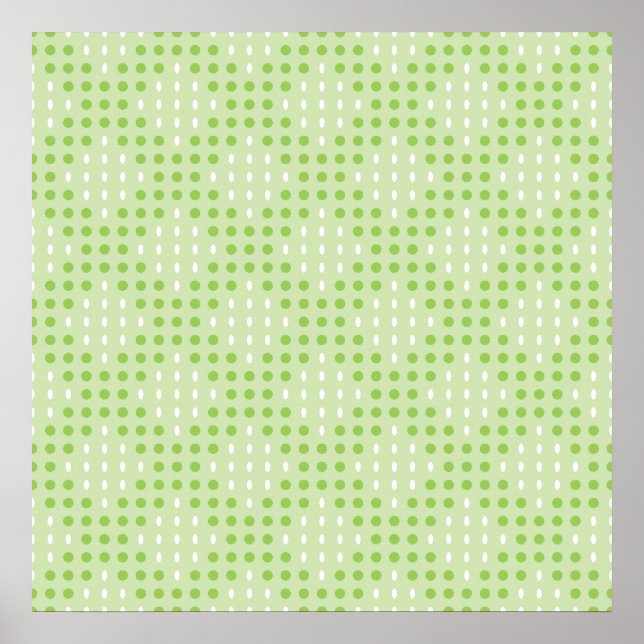 Affiche Flat Green Dots and Ovals Pattern (Devant)