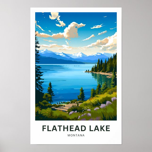 Affiche Flathead Lake Montana Travel Print (Devant)