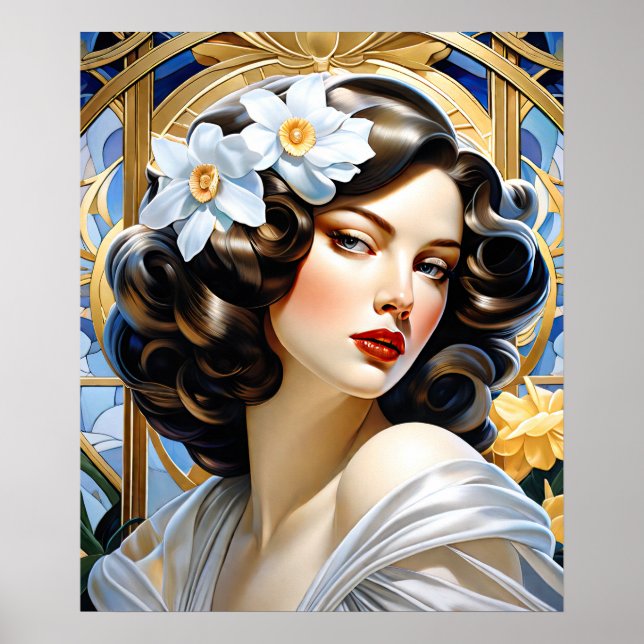 Affiche Flavia Art Nouveau Groupe Mucha Style (Devant)