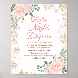 Affiche Fléau de neige rose d'hiver Late Night Diapos