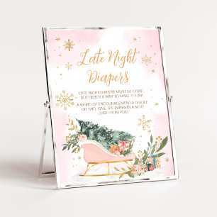 Affiche Fléau de neige rose d'hiver Late Night Diapos