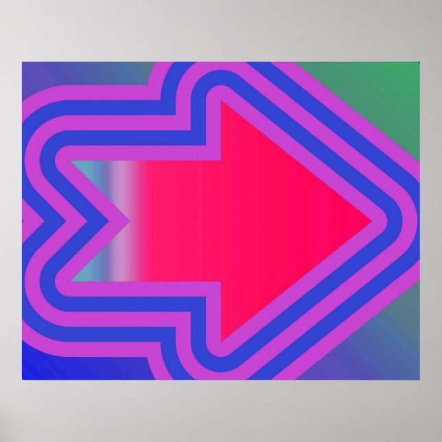 Affiche Flèche D'Art À Droite Bleu Et Violet (Devant)