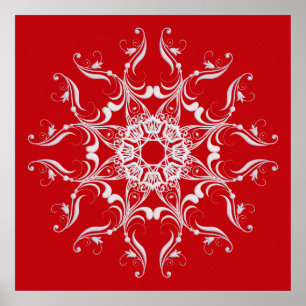 Affiche Flèche de neige de style baroque rouge