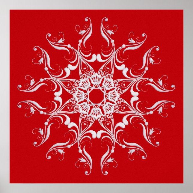 Affiche Flèche de neige de style baroque rouge (Devant)