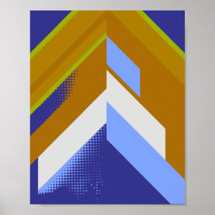 Affiche Flèche géométrique en gras Abstrait en bleu et ora