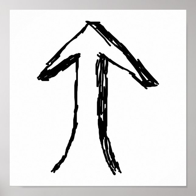 Affiche Flèche pointant vers le haut. Noir et blanc. (Devant)