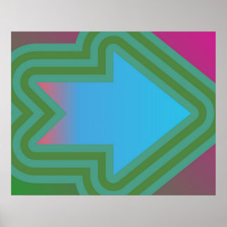 Affiche Flèche Pop Art Vers La Droite Vert Sur Bleu