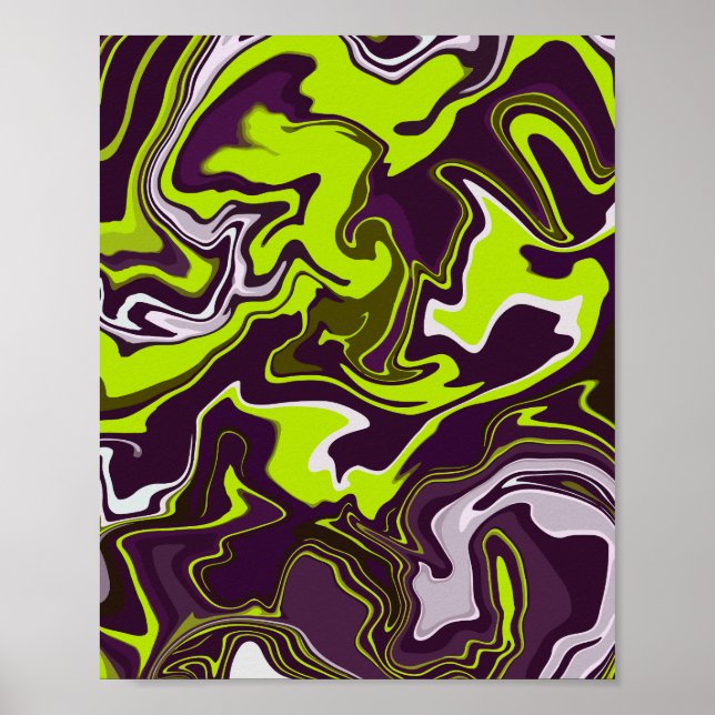 Affiche Flèches Abstraites en Lime Vert, Brown & Blanc (Devant)