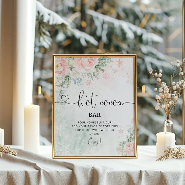 Affiche Flèches de neige rose vif Bar à cacao chaud (Créateur téléchargé)