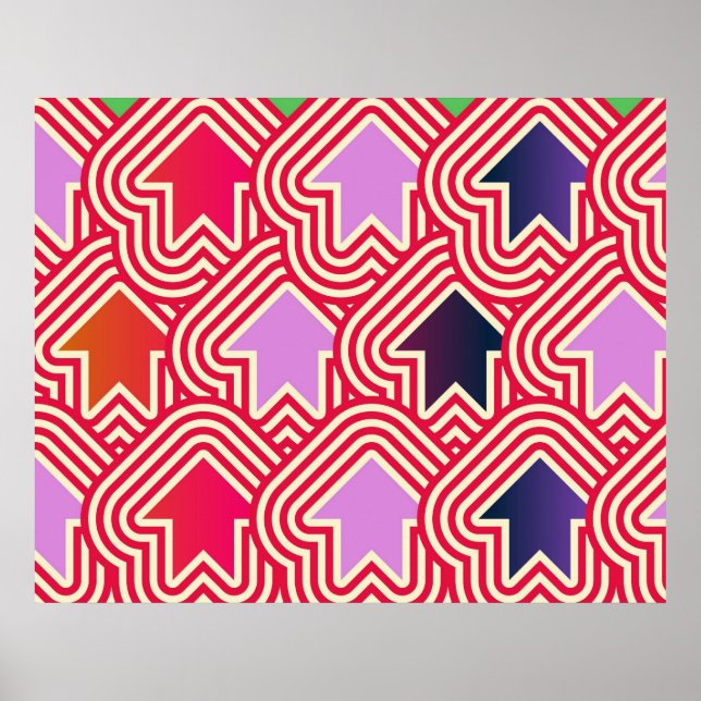 Affiche Flèches pop art vers le haut Rouge Violet Bleu (Devant)