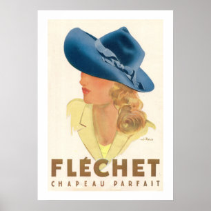 Affiche Fléchet (annonces casquettes Vintages)