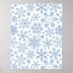 Affiche Fléchettes de neige grises sur blanc