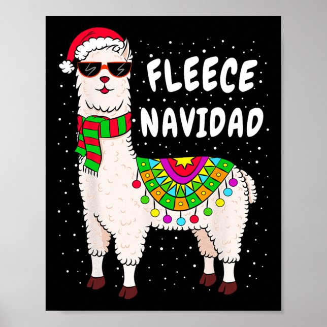 Affiche Fleece Feliz Navidad Llama Noël mignon Noël Noël G (Devant)