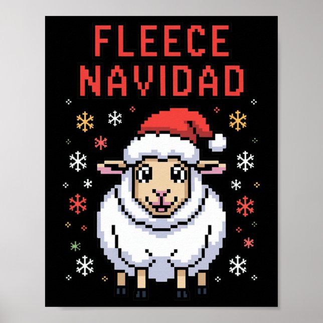 Affiche Fleece Navidad Ugly Sweat drôle Mouton de Noël (Devant)