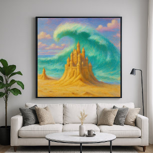 Affiche Fleeting Sand Castle - Pastel Peinture Style Art