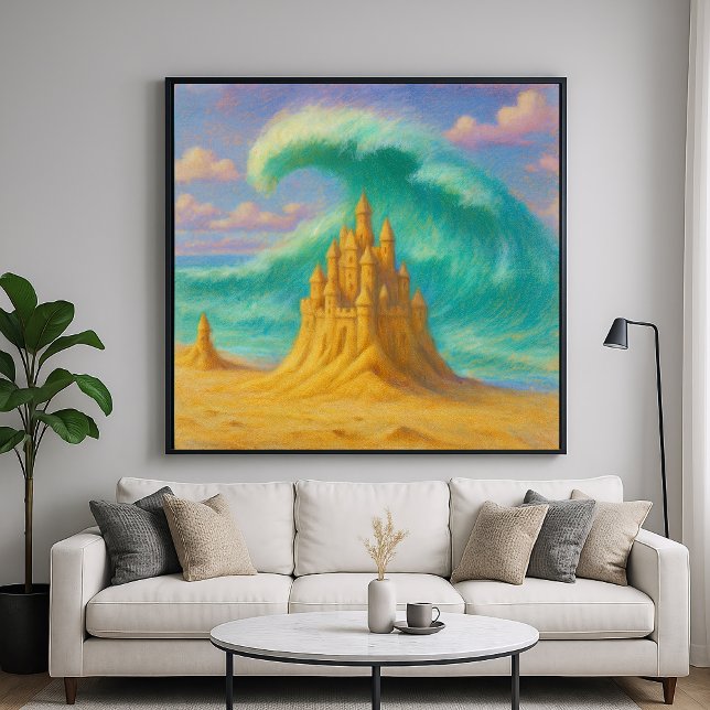 Affiche Fleeting Sand Castle - Pastel Peinture Style Art (Créateur téléchargé)