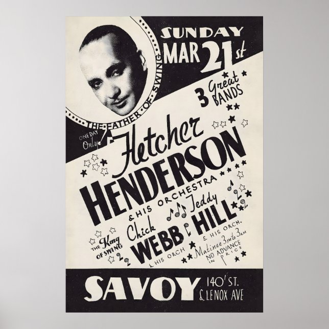 Affiche Fletcher Henderson - Chick Webb - Teddy Hill jazz (Devant)