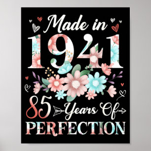 Affiche Fleur 85 ans née en 1941 85e anniversaire