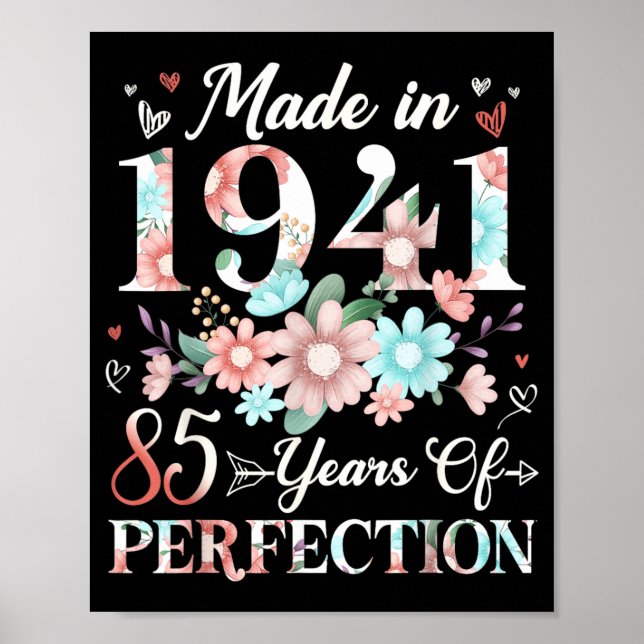 Affiche Fleur 85 ans née en 1941 85e anniversaire (Devant)