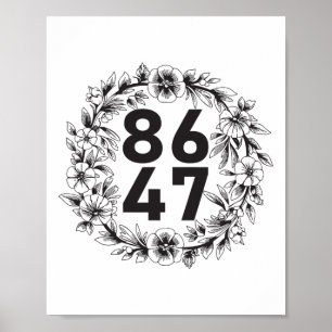 Affiche Fleur 86 47 Anti-trump Floral Vintage 8647