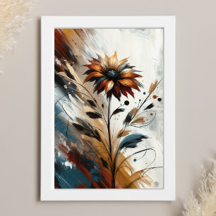 Affiche Fleur Abstrait Floral Art en Terracotta