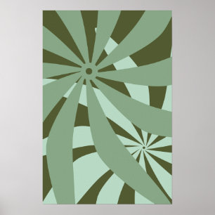 Affiche Fleur Abstrait rétro vert