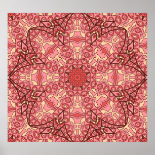 Affiche Fleur Abstraite Ethnique, Mandalas Sans Seamless.