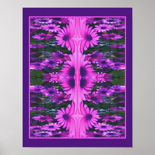 Affiche Fleur abstraite fantaisiste de marguerite pourpre  (Devant)