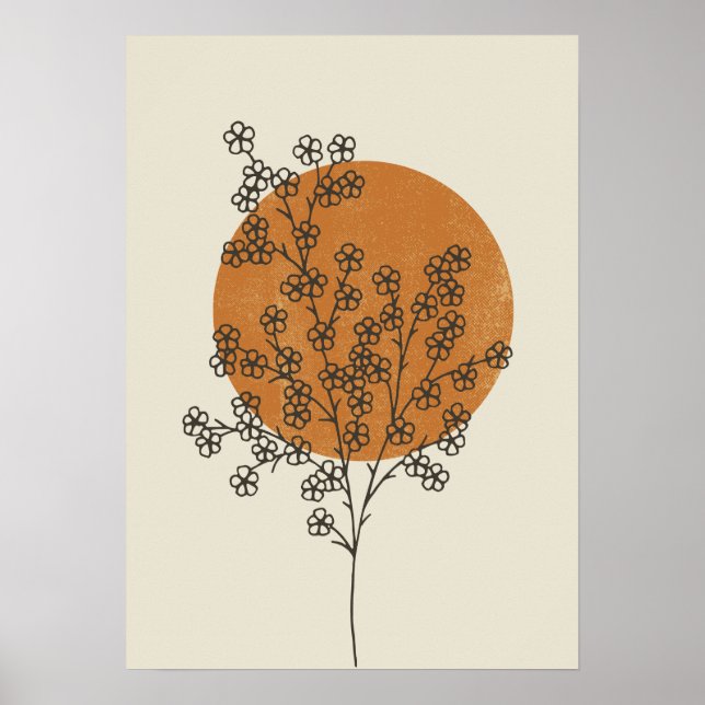 Affiche Fleur Abstraite minimaliste beige (Devant)