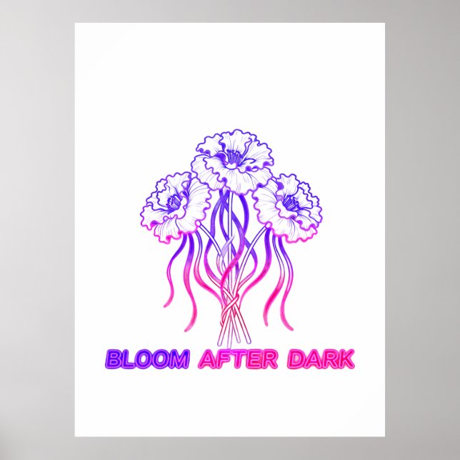 Affiche Fleur abstraite rose néon - BoPoster vibrant (Devant)