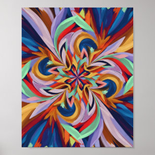 Affiche Fleur Abstraite vive - Mur d'art coloré