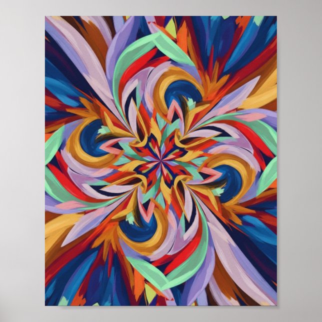 Affiche Fleur Abstraite vive - Mur d'art coloré (Devant)