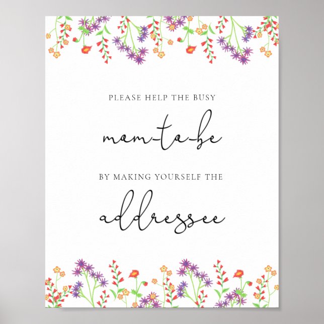 Affiche Fleur Aidez la maman à être occupée à adresser une (Devant)