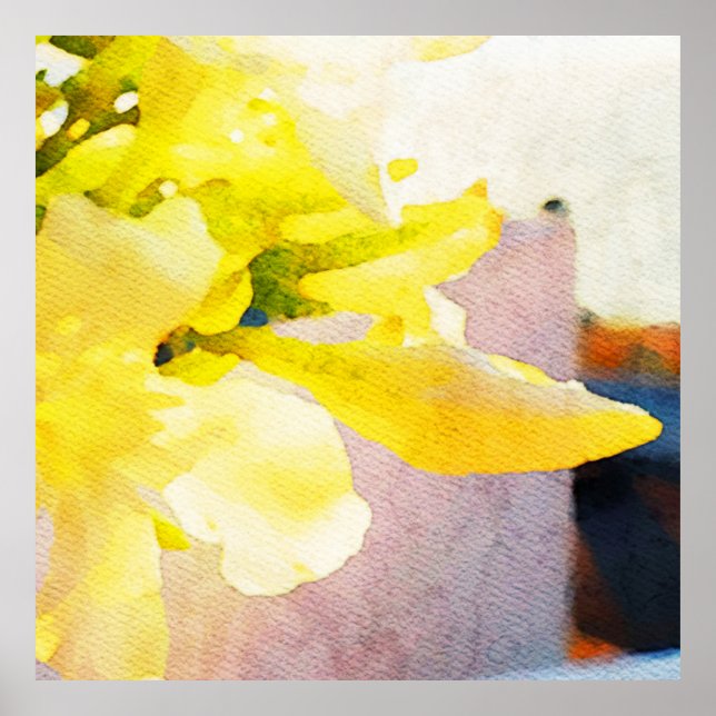 Affiche *~* Fleur AP10 Aquarelle de pêche jaune (Devant)